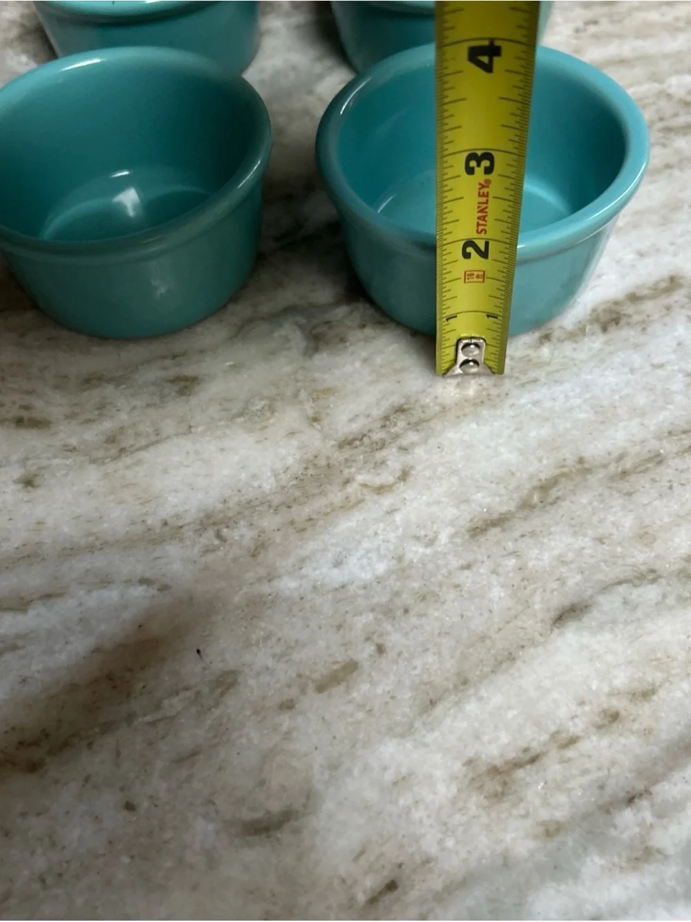 Chantal Ramekins Set Of 4 Turquoise Blue Baking Dish Custard 1/2 Cup holiday